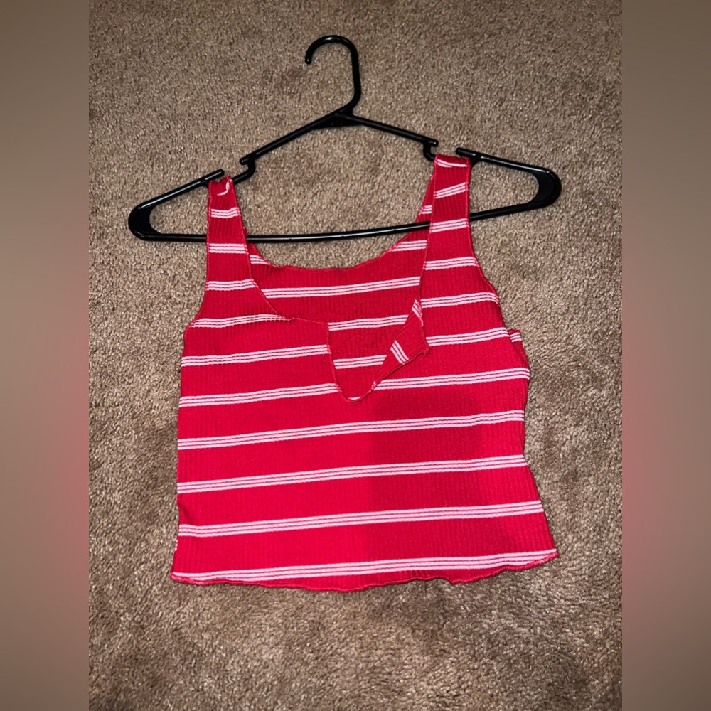 Red and white striped crop top